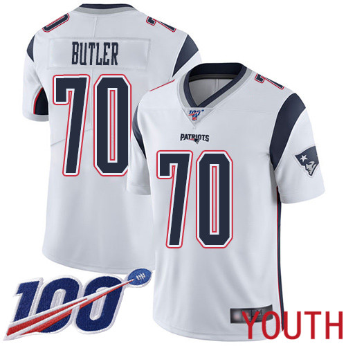 New England Patriots Football #70 Vapor Untouchable 100th Season Limited White Youth Adam Butler Road NFL Jersey